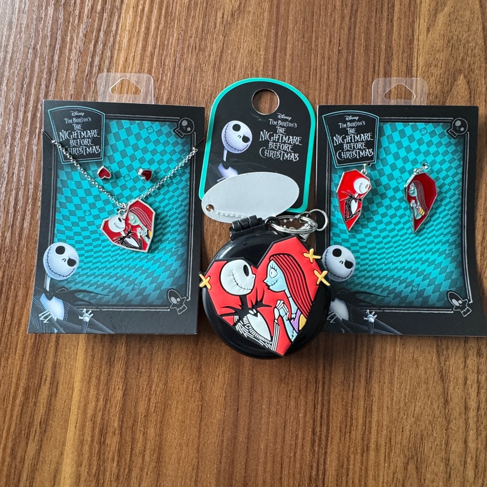 Nightmare Before Christmas earrings necklace compact